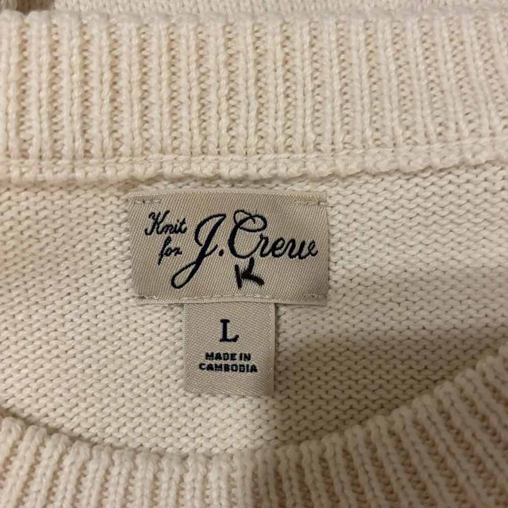 J. Crew Heritage Cotton Crewneck Sweater in Ivory Size L. NWOT